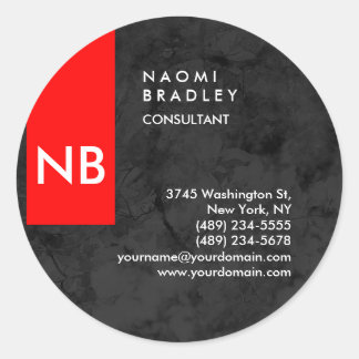 Sticker Rond Monogramme Red Grey Motif Moderne Consultant