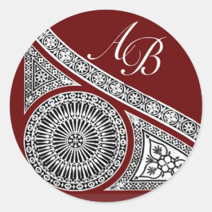 Sticker Rond MONOGRAMME RENAISSANCE, rouge