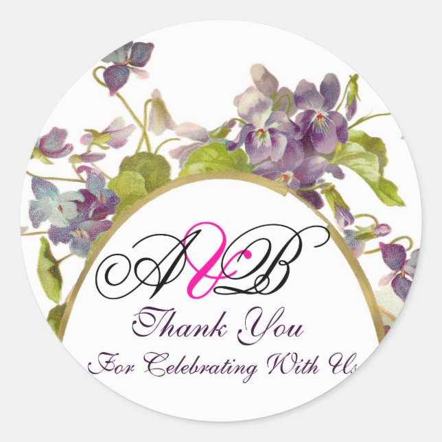 STICKER ROND MONOGRAMME ROMANTİCA / VIOLET MERCI (Devant)