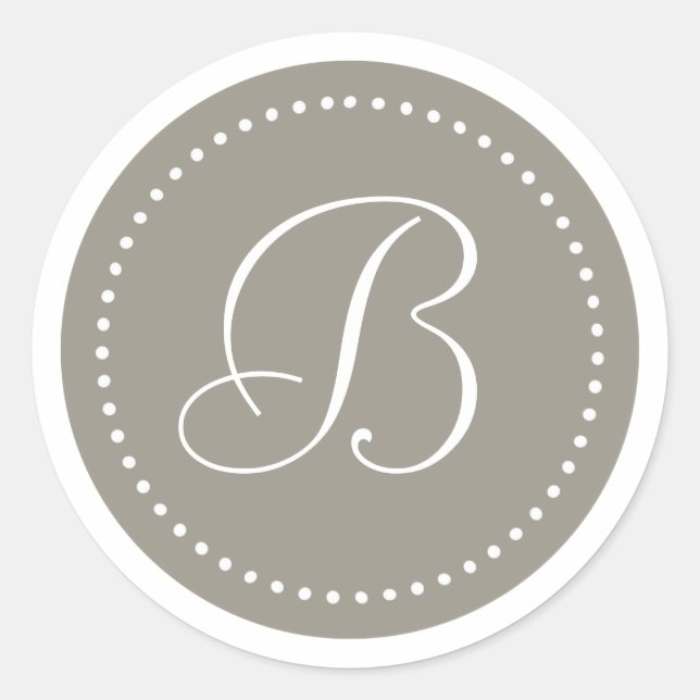 Sticker Rond Monogramme Rond Aluminium Bordure Point Blanc (Devant)