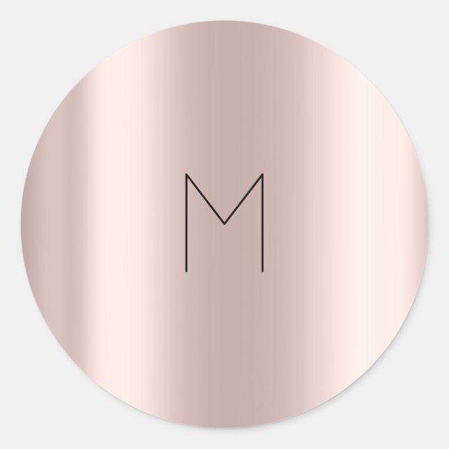 Sticker Rond Monogramme rond gris rose rose or (Devant)
