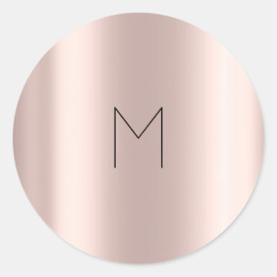 Sticker Rond Monogramme rond gris rose rose or