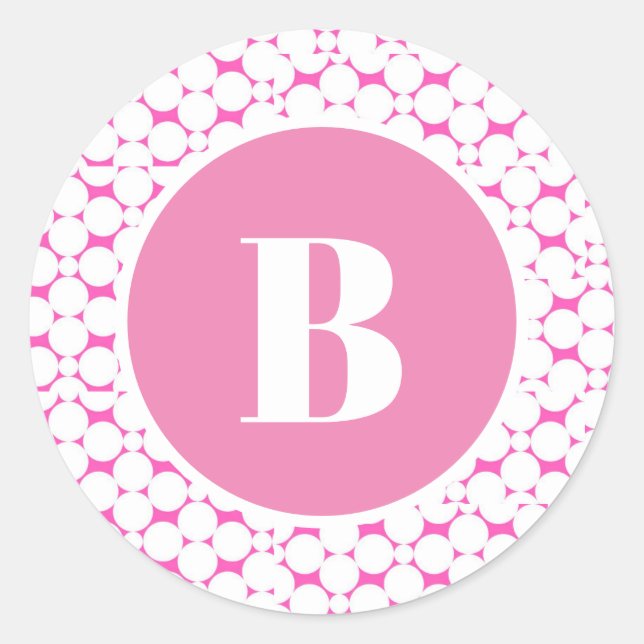 Sticker Rond Monogramme rose Baby shower Party Favoriser Sticke (Devant)