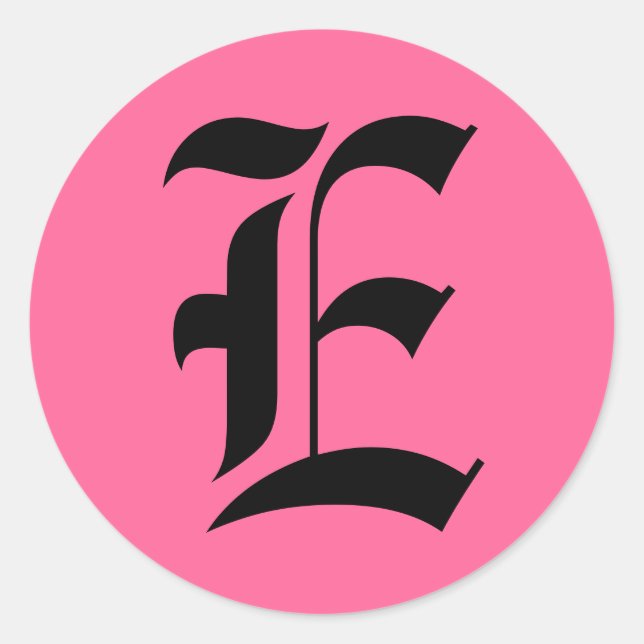 Sticker Rond Monogramme rose E (Devant)