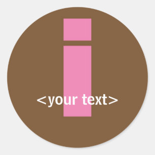 Sticker Rond Monogramme rose et Brown - Lettre I