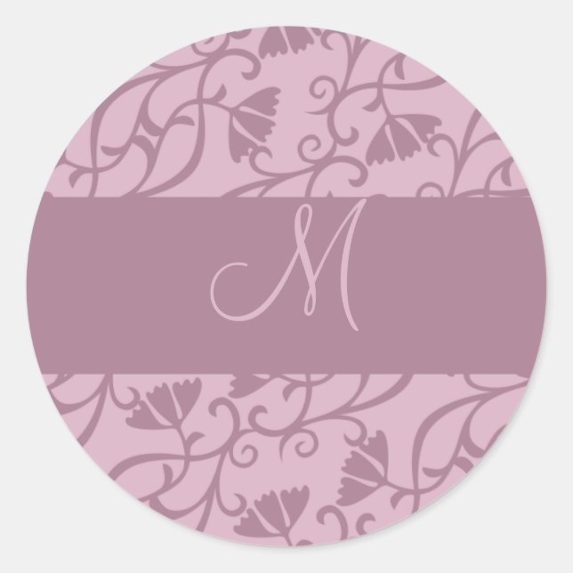 Sticker Rond Monogramme rose et mauve (Devant)