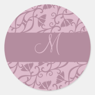 Sticker Rond Monogramme rose et mauve