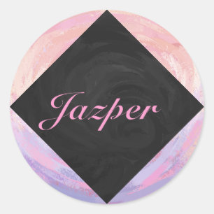 Sticker Rond Monogramme rose et noir