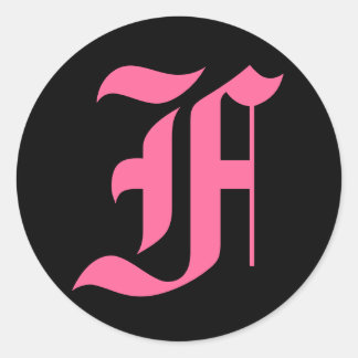 Sticker Rond Monogramme rose F