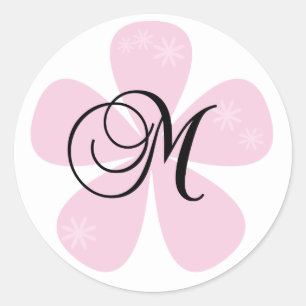 Sticker Rond Monogramme rose M de fleur