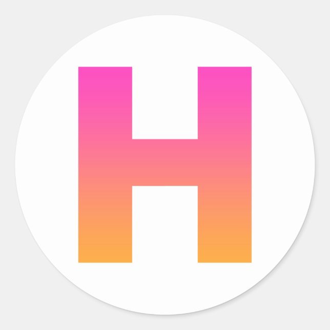 Sticker Rond Monogramme rose orange H (Devant)