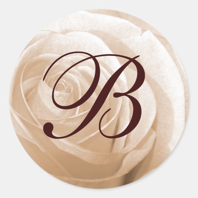 Sticker Rond Monogramme Rose personnalisable (Devant)