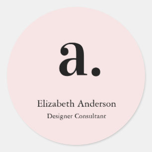 Sticker Rond Monogramme rose rose rose moderne minimaliste fémi