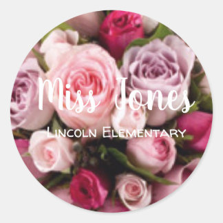 Sticker Rond Monogramme Rose tendance Conception de l'enseignan