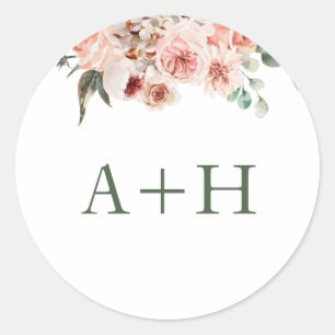 Sticker Rond Monogramme Roses Roses Roses Roses Roses Roses Ver