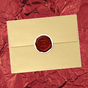 Sticker Rond Monogramme rouge cire B initial