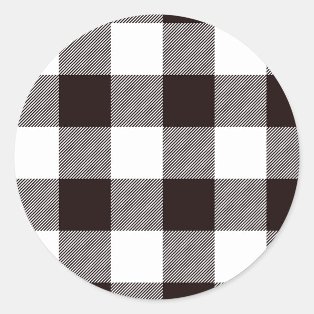 Sticker Rond Monogramme Rustique Chic Plaid Round (Devant)