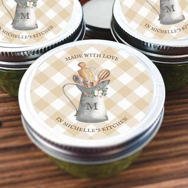 Sticker Rond Monogramme rustique de ferme (Créateur téléchargé)