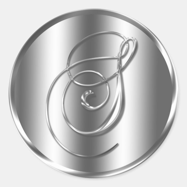Sticker Rond Monogramme S Faire-part de mariage couleur argent (Devant)