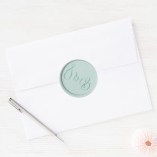 Sticker Rond Monogramme sauge cire verte sceau de mariage stick