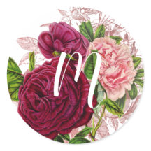 Monogramme Script | Florale Rose et Bourgogne