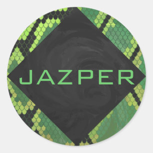 Sticker Rond Monogramme Serpent vert et noir