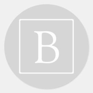 Sticker Rond Monogramme simple gris clair