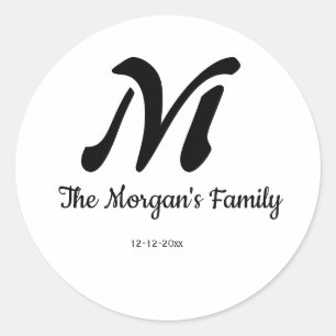 Sticker Rond monogramme simple personnalisé ajoutez votre nom m