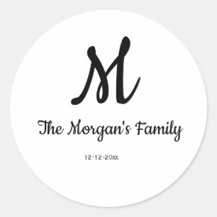 Sticker Rond monogramme simple personnalisé ajoutez votre nom m