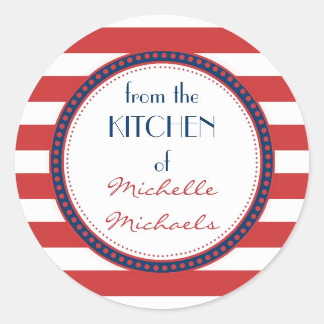 Sticker Rond Monogramme Sporty Rouge Bleu Bleu Bleu Nautique (Devant)