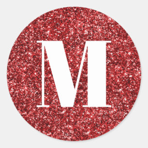 Sticker Rond Monogramme sur strass rouge faux rubis