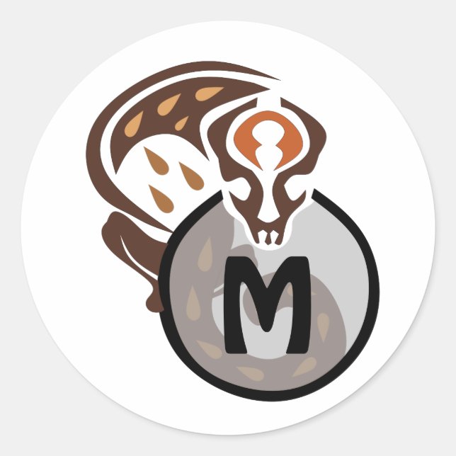Sticker Rond Monogramme tribal malaisien de chat Gecko (Devant)