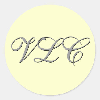 Sticker Rond Monogramme Trois bâton crème et gris
