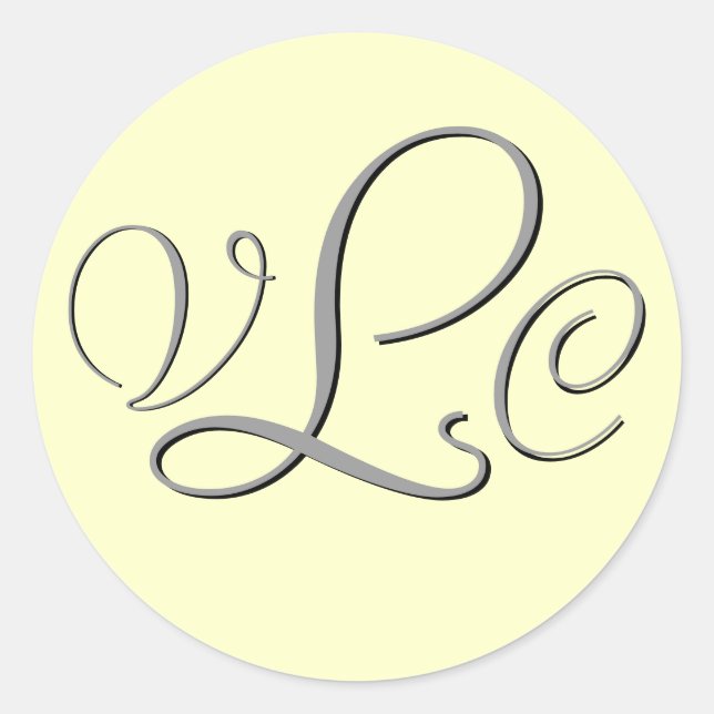 Sticker Rond Monogramme Trois bâton crème et gris (Devant)