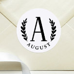 Sticker Rond Monogramme Unisex<br><div class="desc">Un autocollant rond unique avec un grand monogramme et un nom personnalisé en dessous. Où devez-vous utiliser comme sceau d'enveloppe pour vos invitations de mariage ?</div>
