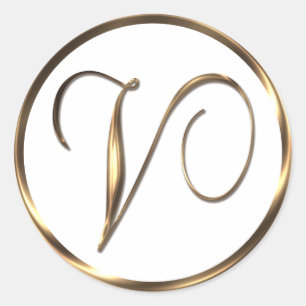 Sticker Rond Monogramme V Bronze Faux