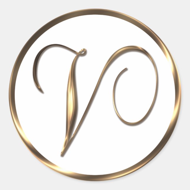 Sticker Rond Monogramme V Bronze Faux (Devant)