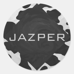 Sticker Rond Monogramme vache noir et blanc