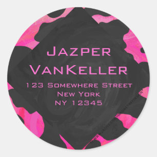 Sticker Rond Monogramme vache rose chaud et noir