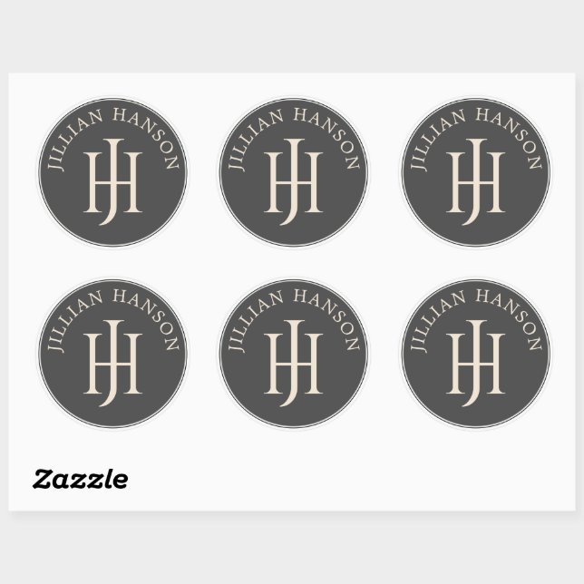 Sticker Rond Monogramme vintage (Feuille)