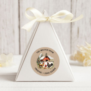 Sticker Rond Monogramme vintage de la ferme de poulet