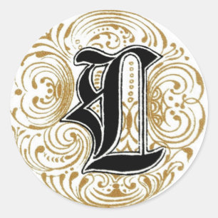 Sticker Rond Monogramme vintage "L" en or