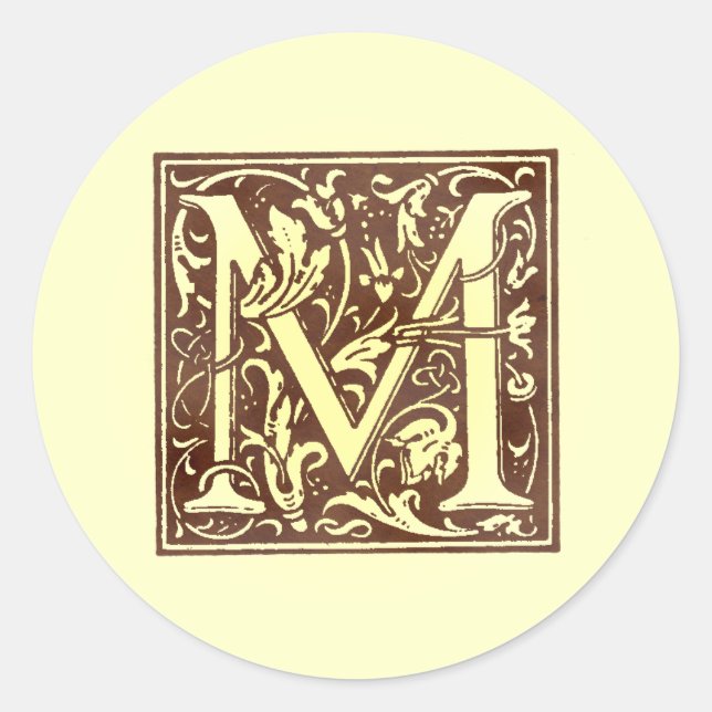 Sticker Rond Monogramme vintage M (Devant)