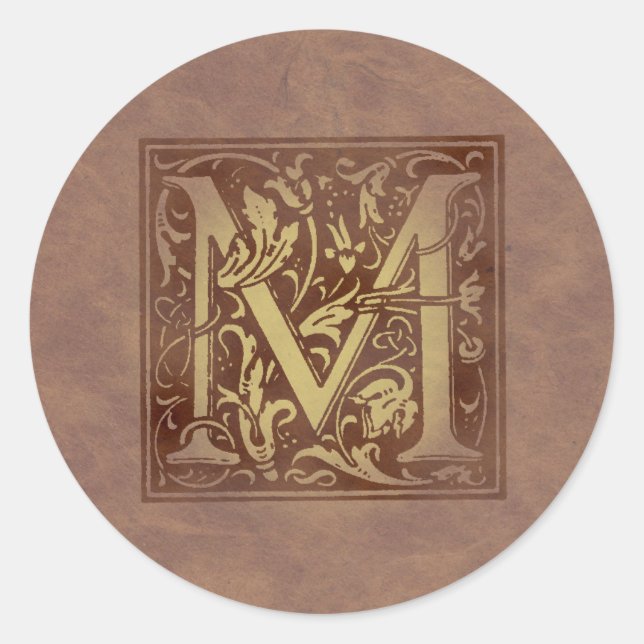 Sticker Rond Monogramme vintage M (Devant)