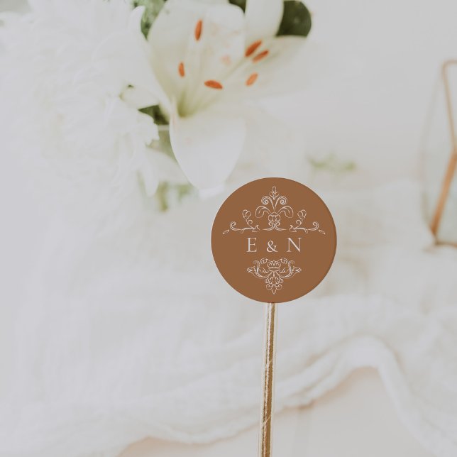 Sticker Rond Monogramme Vintage | Monogramme de Mariage (Créateur téléchargé)