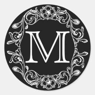 Sticker Rond Monogramme Vintage noir