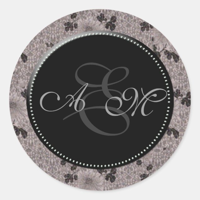 Sticker Rond Monogramme Vintage noir et blanc (Devant)