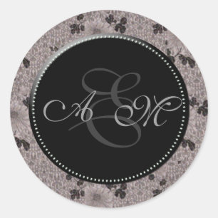 Sticker Rond Monogramme Vintage noir et blanc