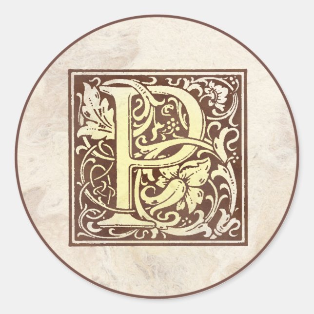 Sticker Rond Monogramme vintage P (Devant)