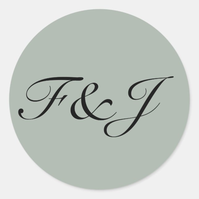 Sticker Rond Monogramme Vintage Pastel Sage Green Mariage (Devant)